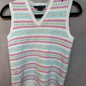 Ralph Lauren Cashmere Womens Pink Blue Beige Pastel Prairie Sweater Vest